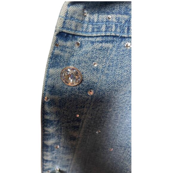 Christine Alexander Extra Long Jean Jacket Embellished Rhinestones women Sz 3X - Picture 5 of 5